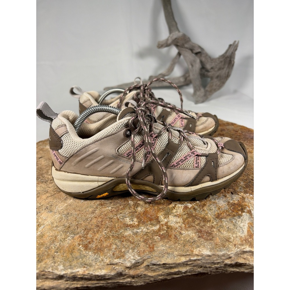 Merrell Siren Sport Womens 7 Hiking Shoes Tan Pink Low Top Vibram Outsole